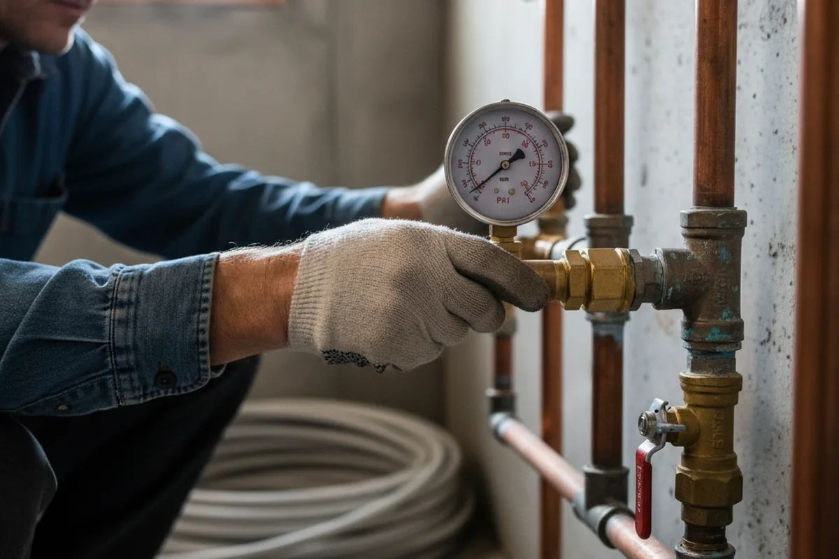 Pressure testing a repaired line during Water Line Repair in Gardena